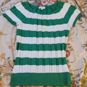 Joseph A Green and White Striped Short Sleeve Tee